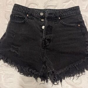 black washed jean shorts, slightly warn